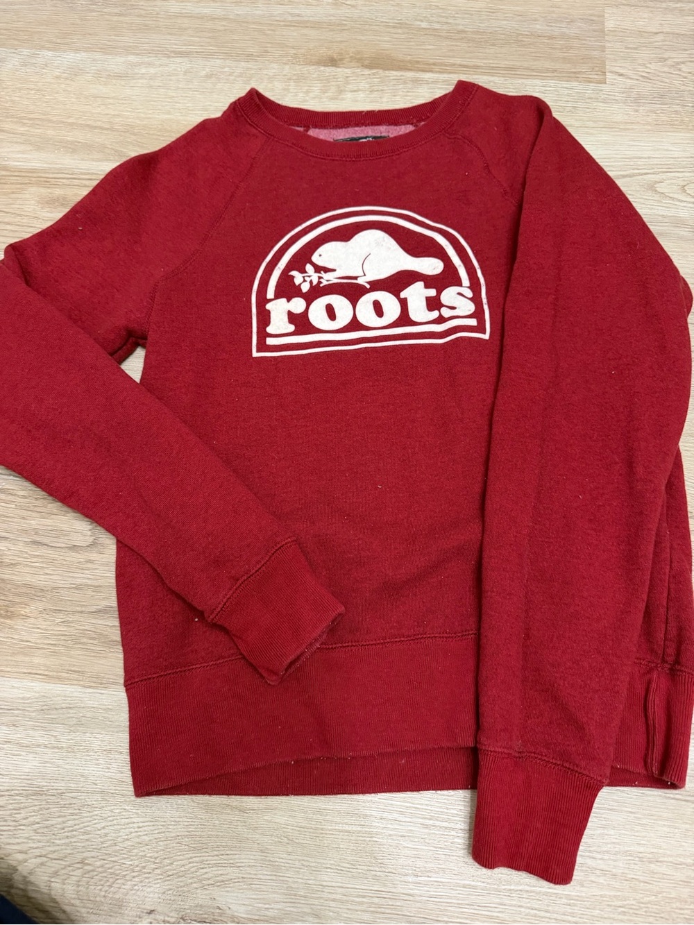 Roots Red Crewneck Sweatshirt with White Logo